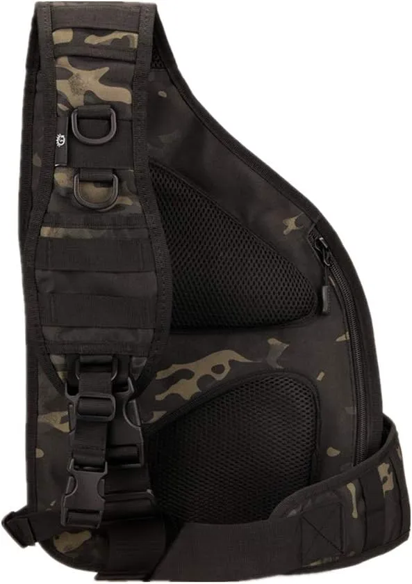 Protector Plus UNISTRENGH Tactical Military Daypack Sling Chest Pack Molle Laptop Crossbody Duty Large Shoulder Bag (Black scorpion camouflage)