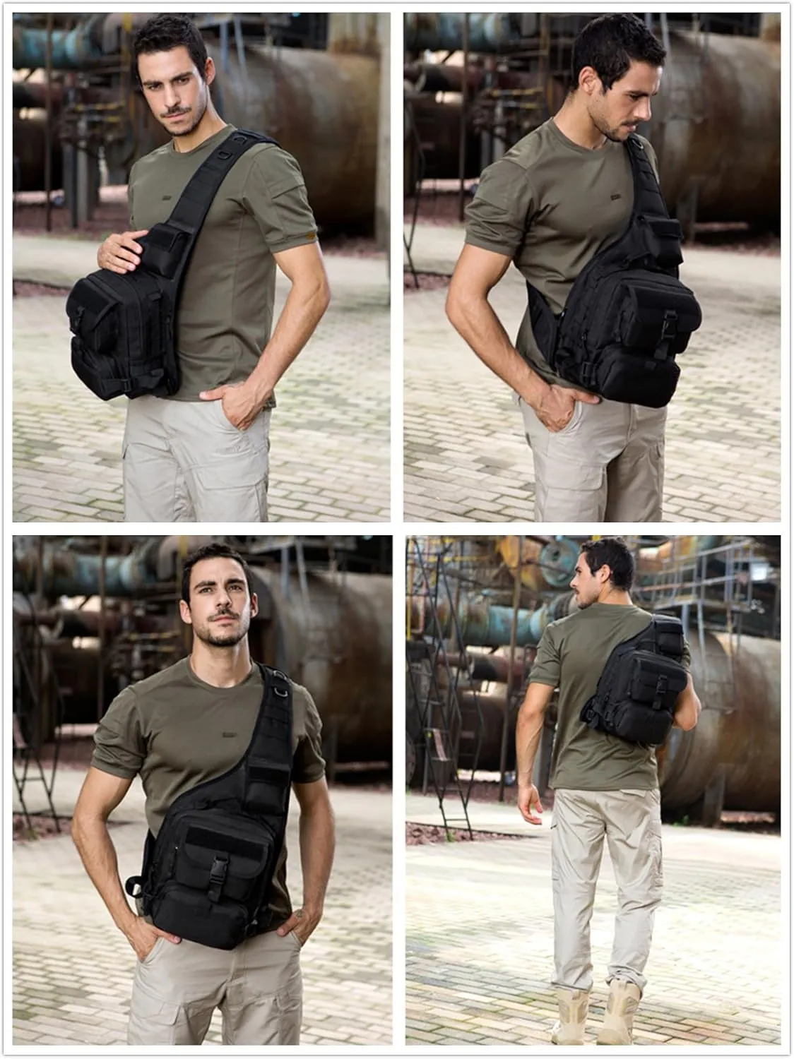 Protector Plus UNISTRENGH Tactical Military Daypack Sling Chest Pack Molle Laptop Crossbody Duty Large Shoulder Bag (Black scorpion camouflage)