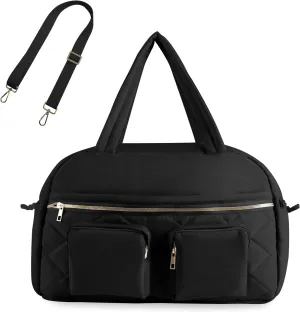 Puffer Gym Bag for Women, Duffle Bag for Travel with Wet Pocket, Lightweight Carry on Weekender Duffel,waterproof