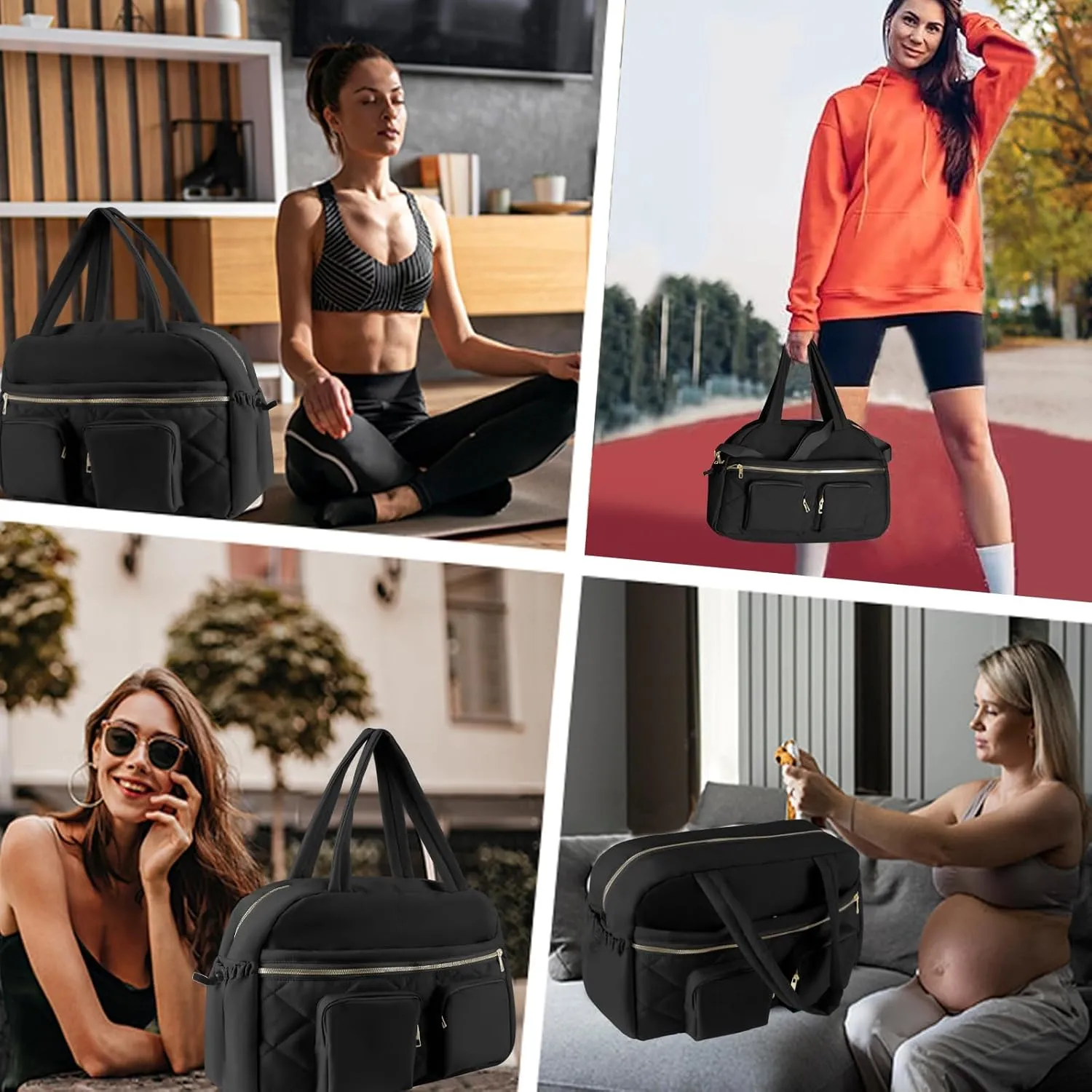 Puffer Gym Bag for Women, Duffle Bag for Travel with Wet Pocket, Lightweight Carry on Weekender Duffel,waterproof