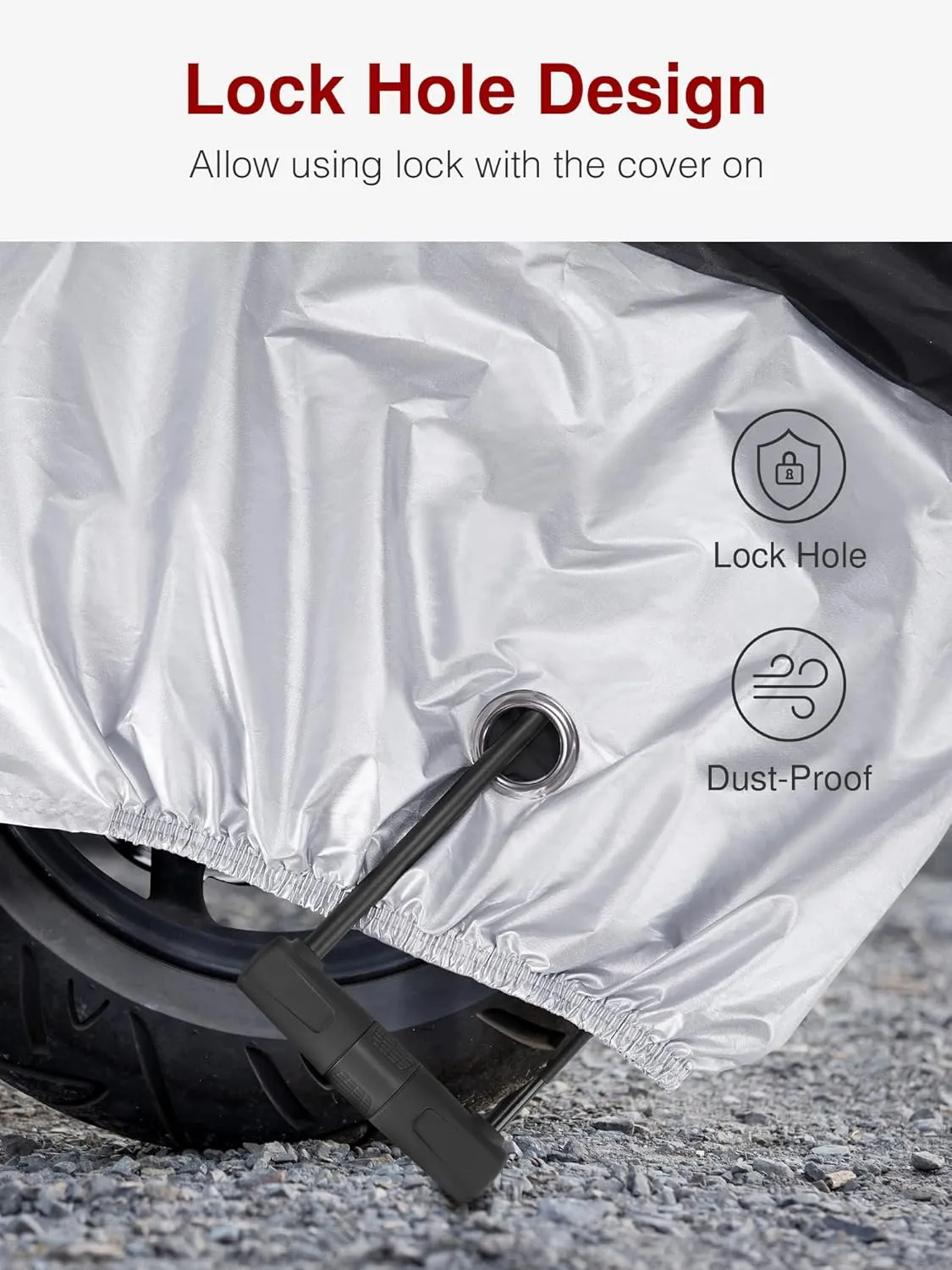 Puroma Motorcycle Cover Heavy Duty Scooter Cover Waterproof Outdoor All Season Universal Weather Quality Protection with Night Reflective, Lock Holes and Storage Bag Fits up to 105" Motorcycle Vehicle