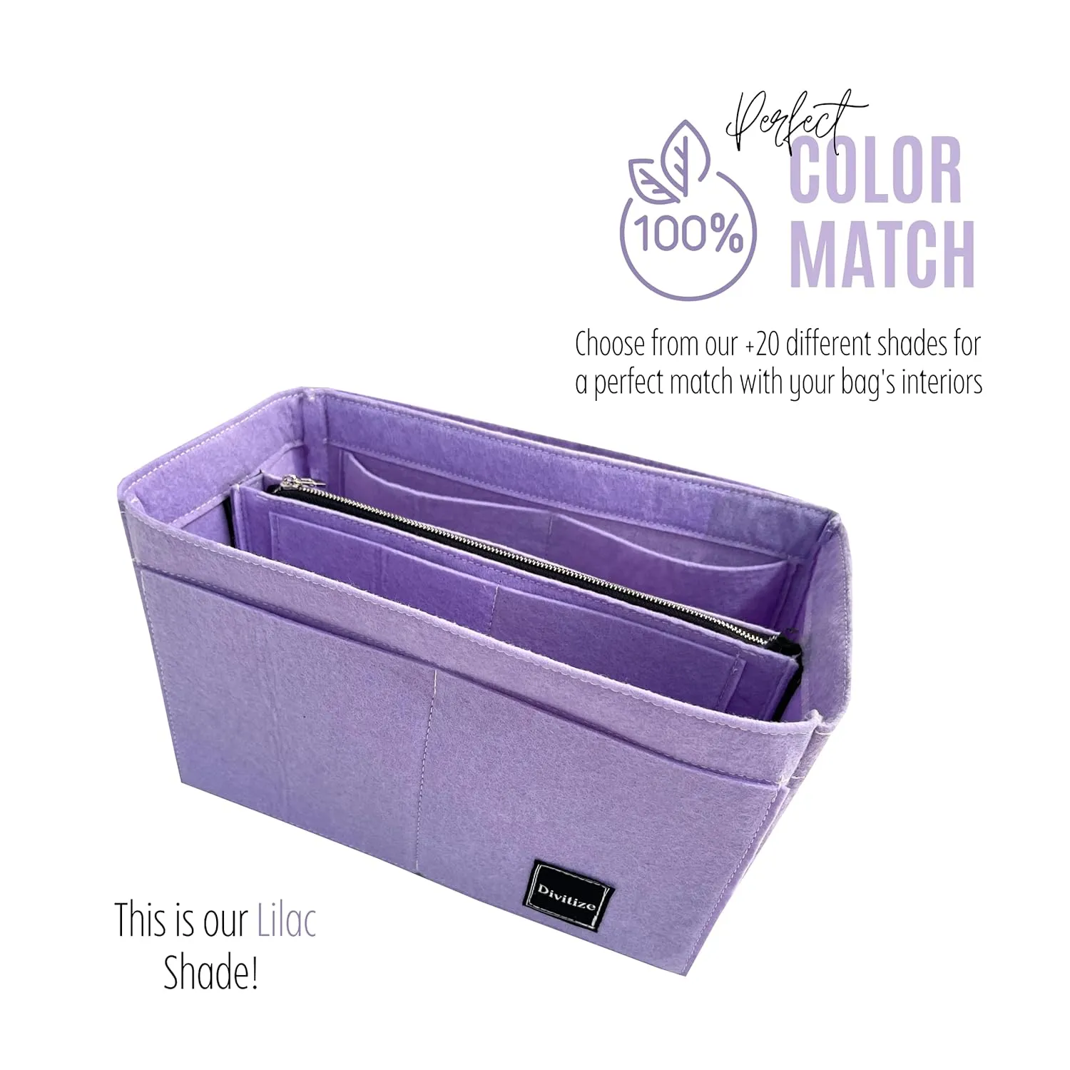 Purse Organizer compatible with Tel*** Bag, Large Organizer Medium Cup Holder, Handmade 2mm Premium Felt Insert with Silver Zipper, Snug Sturdy (For Telfa* Medium Shopping Bag, Tea)