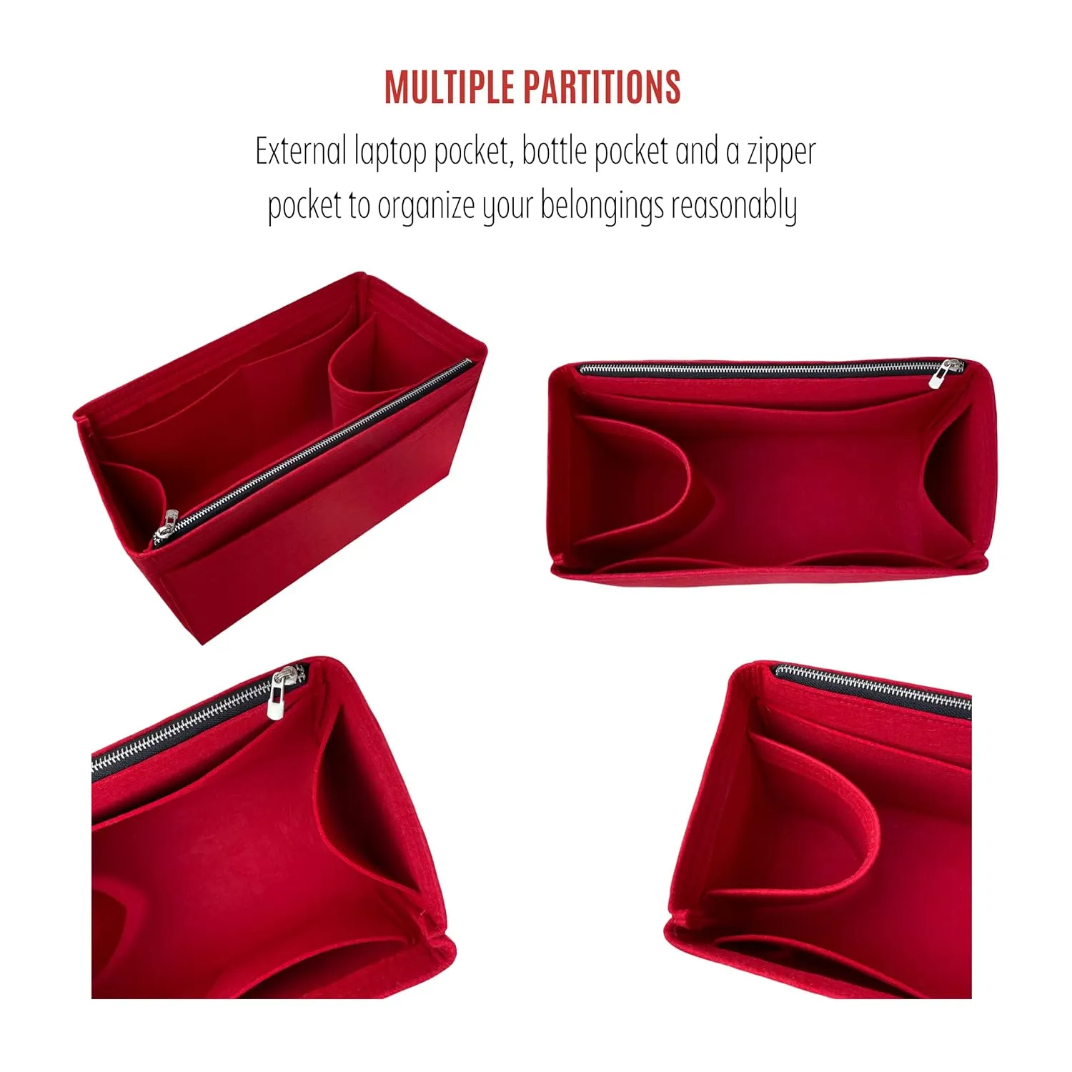 Purse Organizer for Artois MM Bag Organizer, Artois PM Bag Organizer, Artois MM Insert, Handmade 3mm Wool Premium Felt Snug Sturdy Silver Zipper (For Artois MM, Mint)