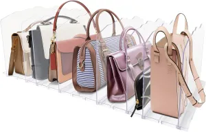 Purse Organizer for Closet, Customizable Dividers, Clear Shelf Dividers for Closet Organizer, Handbag Organizers