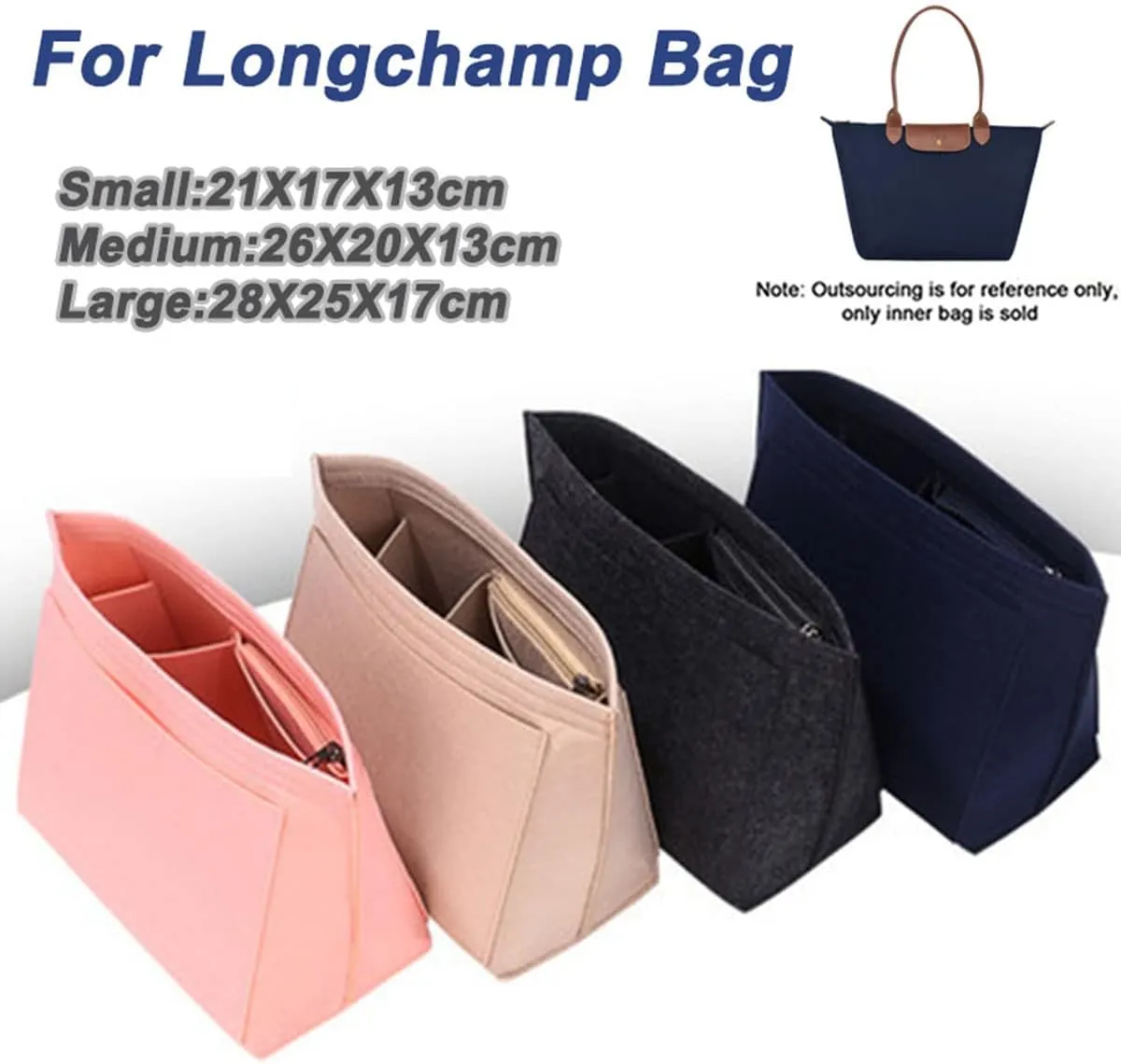 purse organizer for longchamp large Le Pliage bag organizers insert 1028red-M