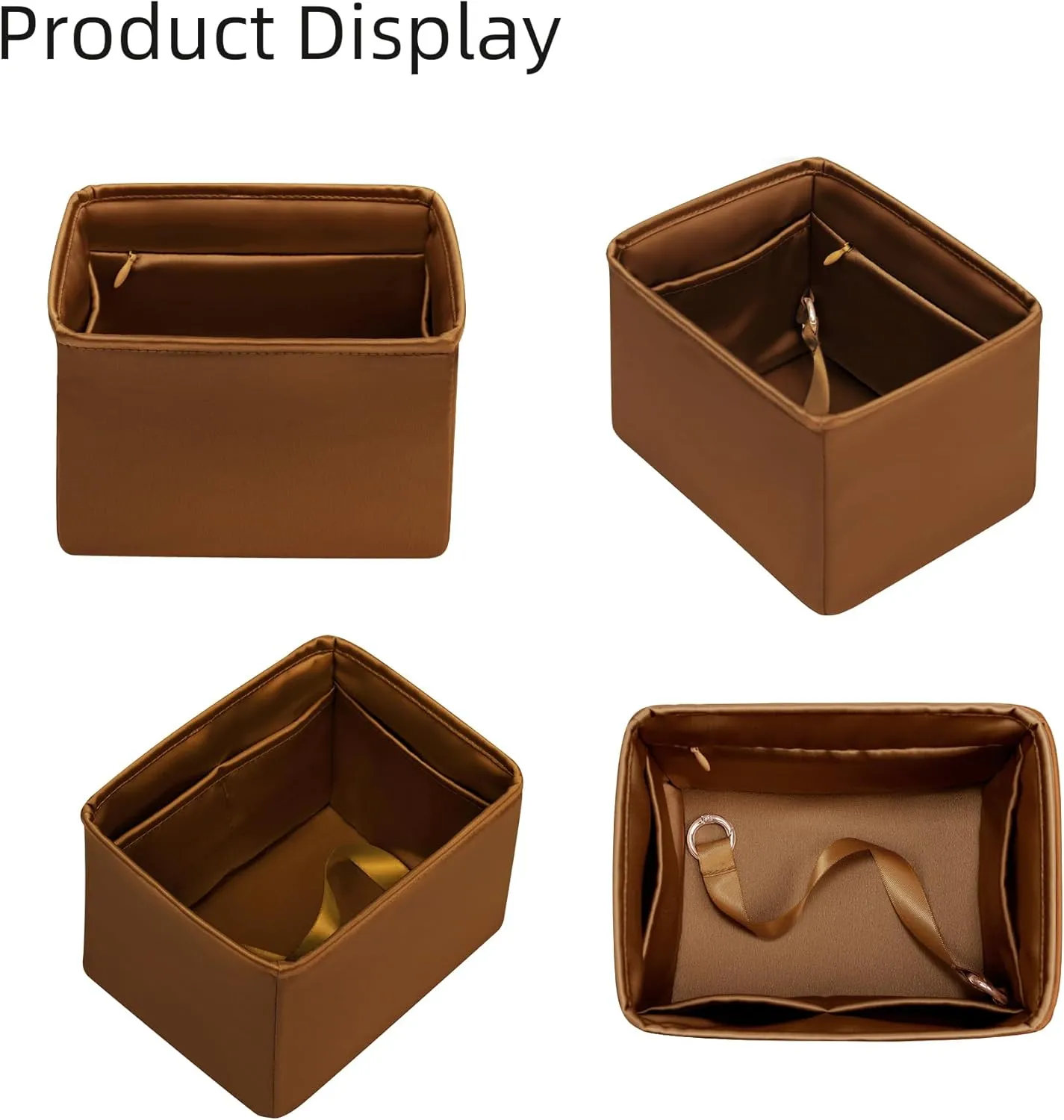 Purse Organizer for Picotin 18/22,Silky Smooth Insert,Lightweight Inside Bag,Luxury Handbag Storage(Picotin 22 with Zipper,Gold)