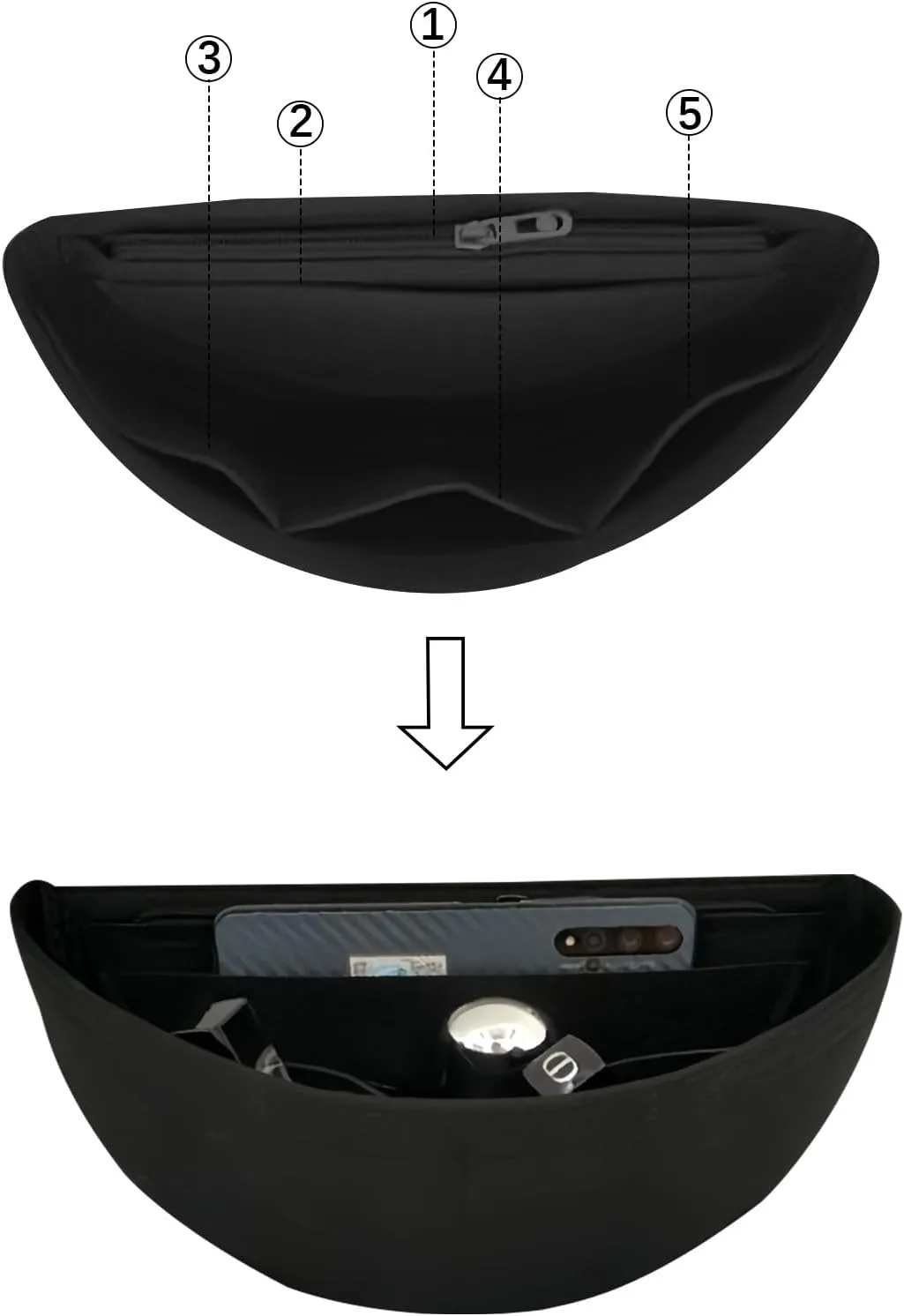 Purse Organizer for Waistpack Inner Lining Sleeve Bag Storage Bag Insert Y067-black