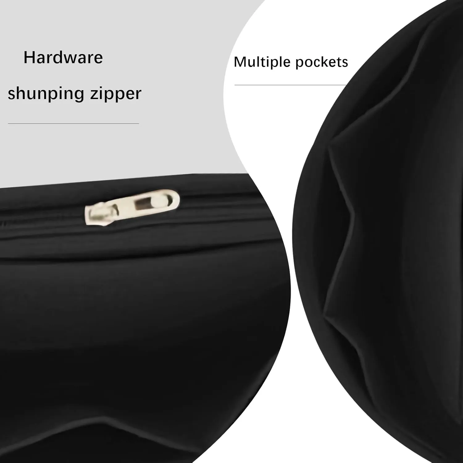 Purse Organizer for Waistpack Inner Lining Sleeve Bag Storage Bag Insert Y067-black