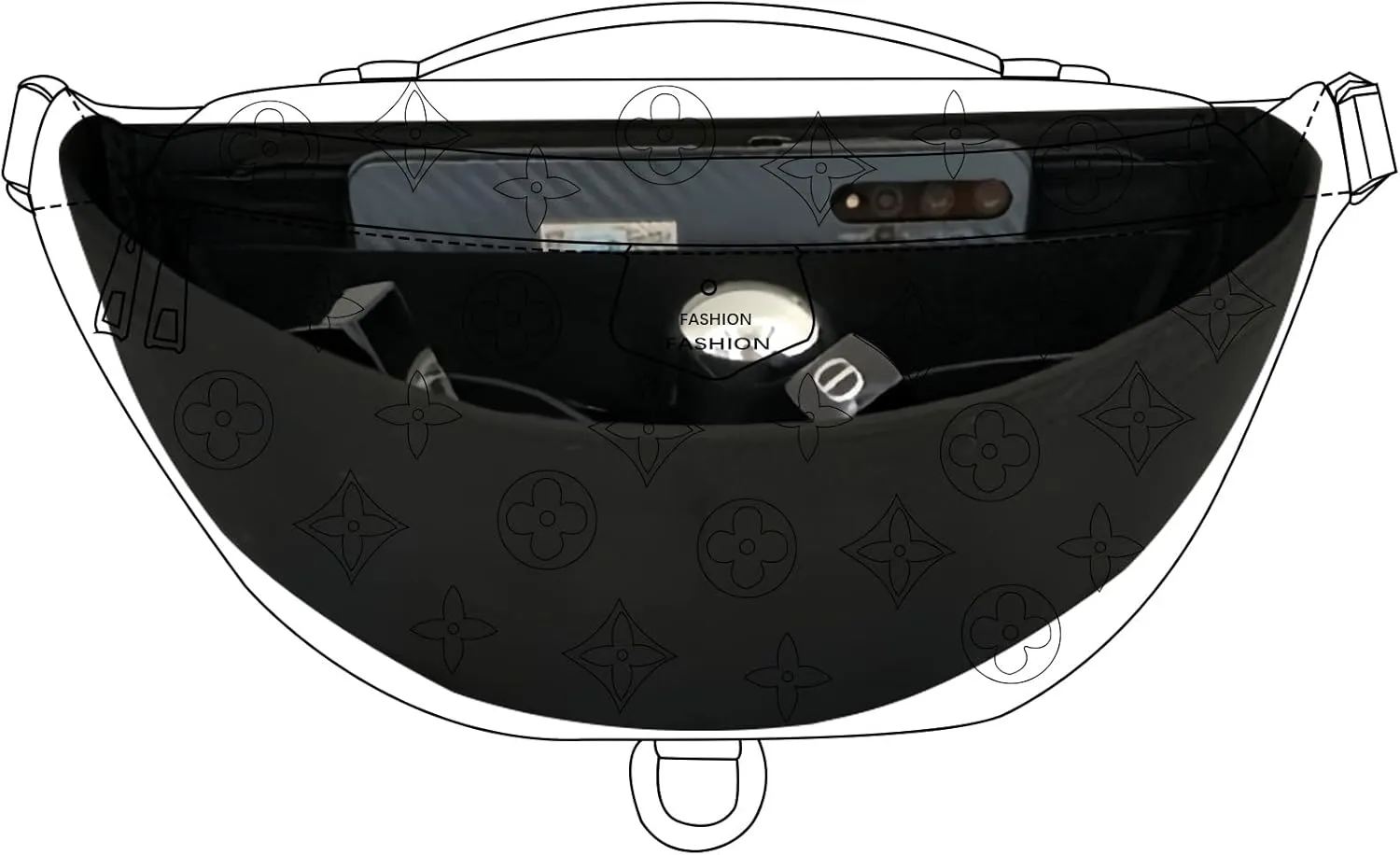 Purse Organizer for Waistpack Inner Lining Sleeve Bag Storage Bag Insert Y067-black