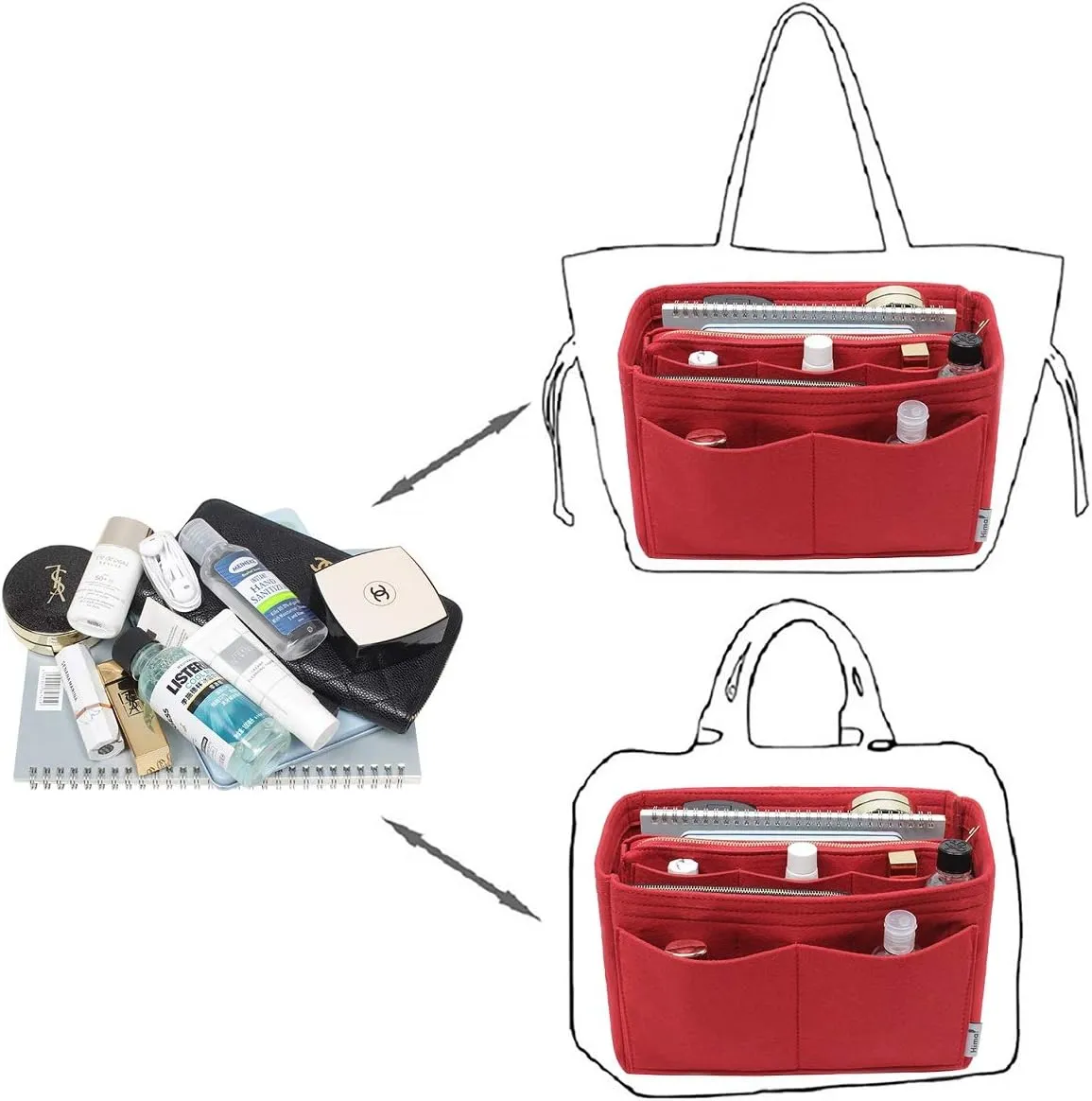 Purse Organizer Insert, Bag Organizer, Bag in Bag, Perfect for Speedy Neverfull and More, 5 Size