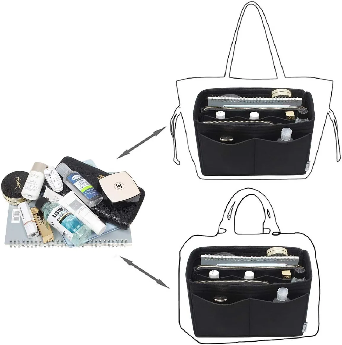 Purse Organizer Insert, Bag Organizer, Bag in Bag, Perfect for Speedy Neverfull and More, 5 Size