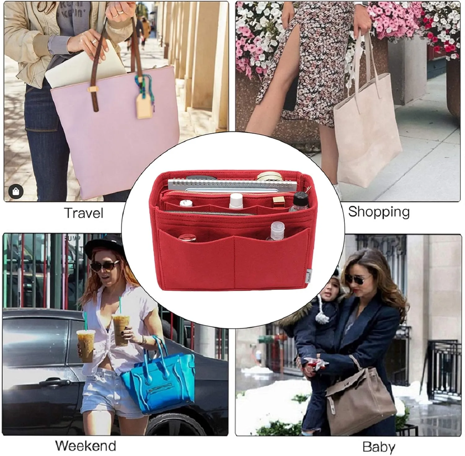 Purse Organizer Insert, Bag Organizer, Bag in Bag, Perfect for Speedy Neverfull and More, 5 Size
