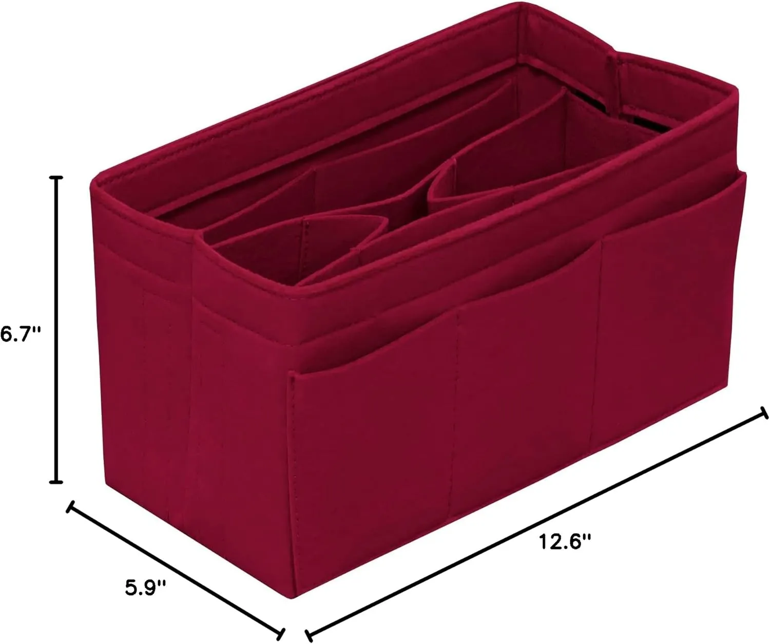 Purse Organizer Insert Felt Bag Organizer Handbag Organizer Insert Bag In Bag Organizer for Tote Purse Bag 14 Pockets Dark Red Large