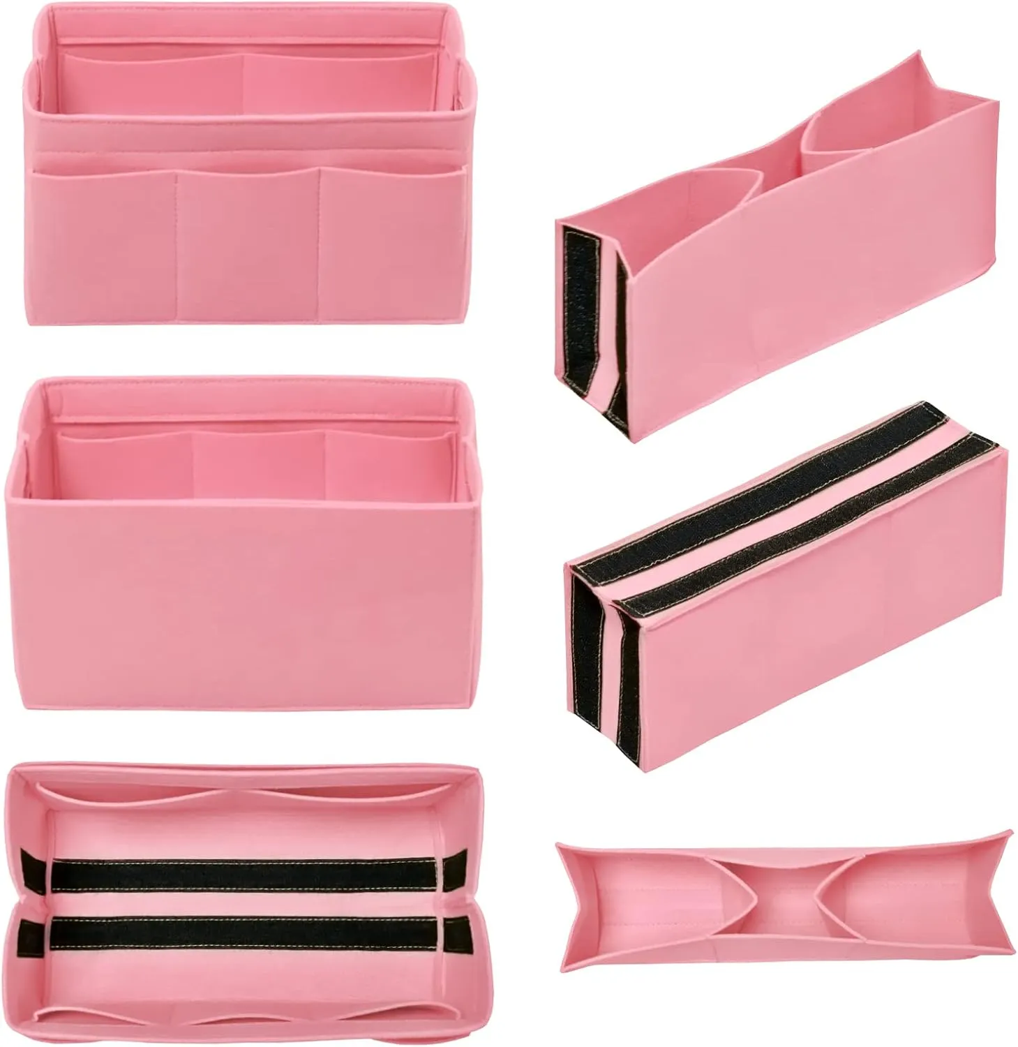 Purse Organizer Insert Felt Bag Organizer Handbag Organizer Insert Bag In Bag Organizer for Tote Purse Bag 14 Pockets Pink Small