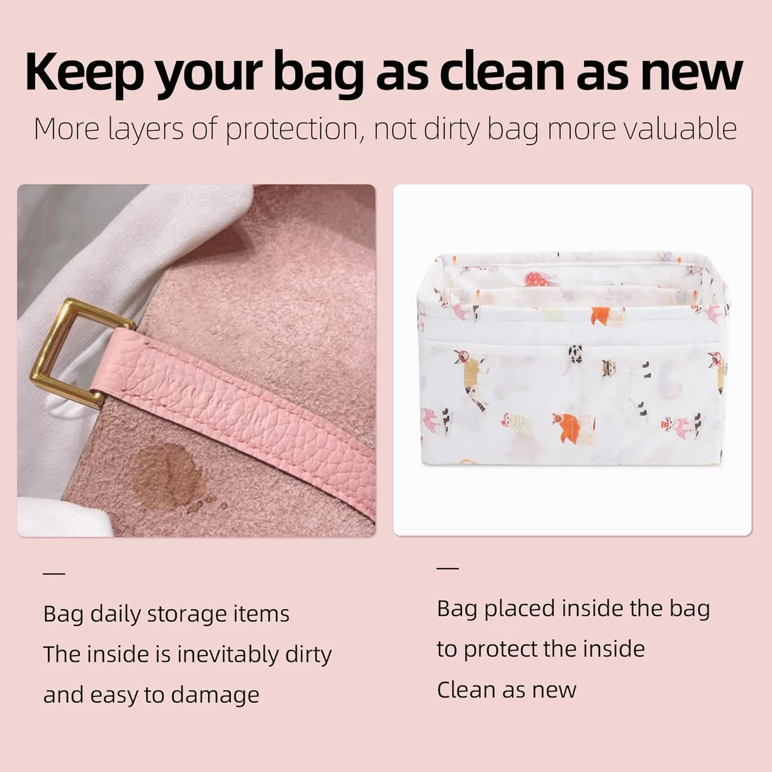 Purse Organizer Insert For Dior Booktote mini/S/M/L, Lightweight Bag Shaper Liner, Soft Women Luxury Handbag Tote Inner Bag (Booktote Medium,Cat Paradise)