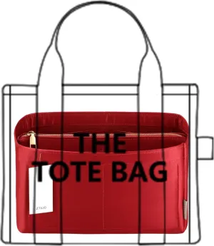 Purse Organizer Insert For Handbags, Purse Organizer With Zipper, Neverfull Organizer, Bag Organizer For Speedy Neverfull ONTHEGO Tote, Handbag and More (Silky Red, Medium)