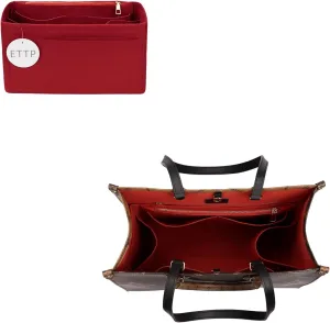 Purse Organizer Insert For Handbags, Tote Bag Organizer Insert, Compatible with Onthego MM (Large, Red)