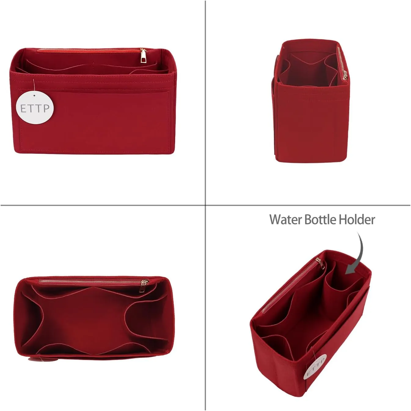 Purse Organizer Insert For Handbags, Tote Bag Organizer Insert, Compatible with Onthego MM (Large, Red)