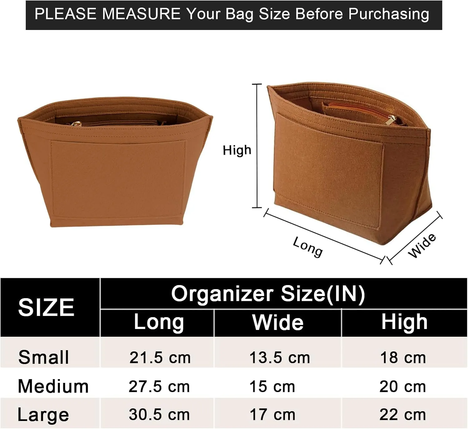 Purse Organizer Insert for Le Pliage Large Handbags Insert Organizer (Brown, Large)
