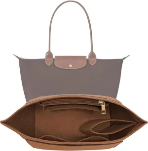 Purse Organizer Insert for Le Pliage Large Handbags Insert Organizer (Brown, Large)
