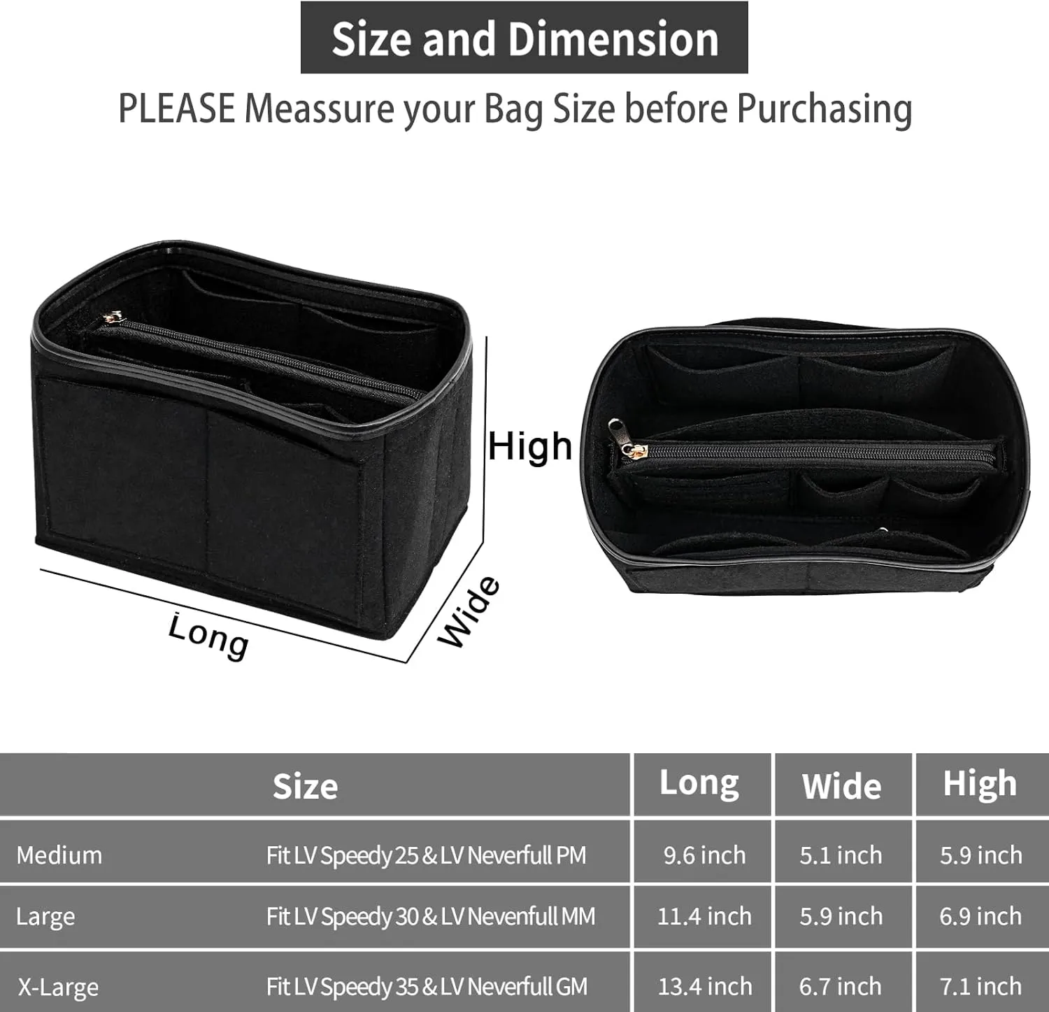 Purse Organizer Insert for Longchamp Le Pliage,City,Nevefull and Speedy Tote Bag and More