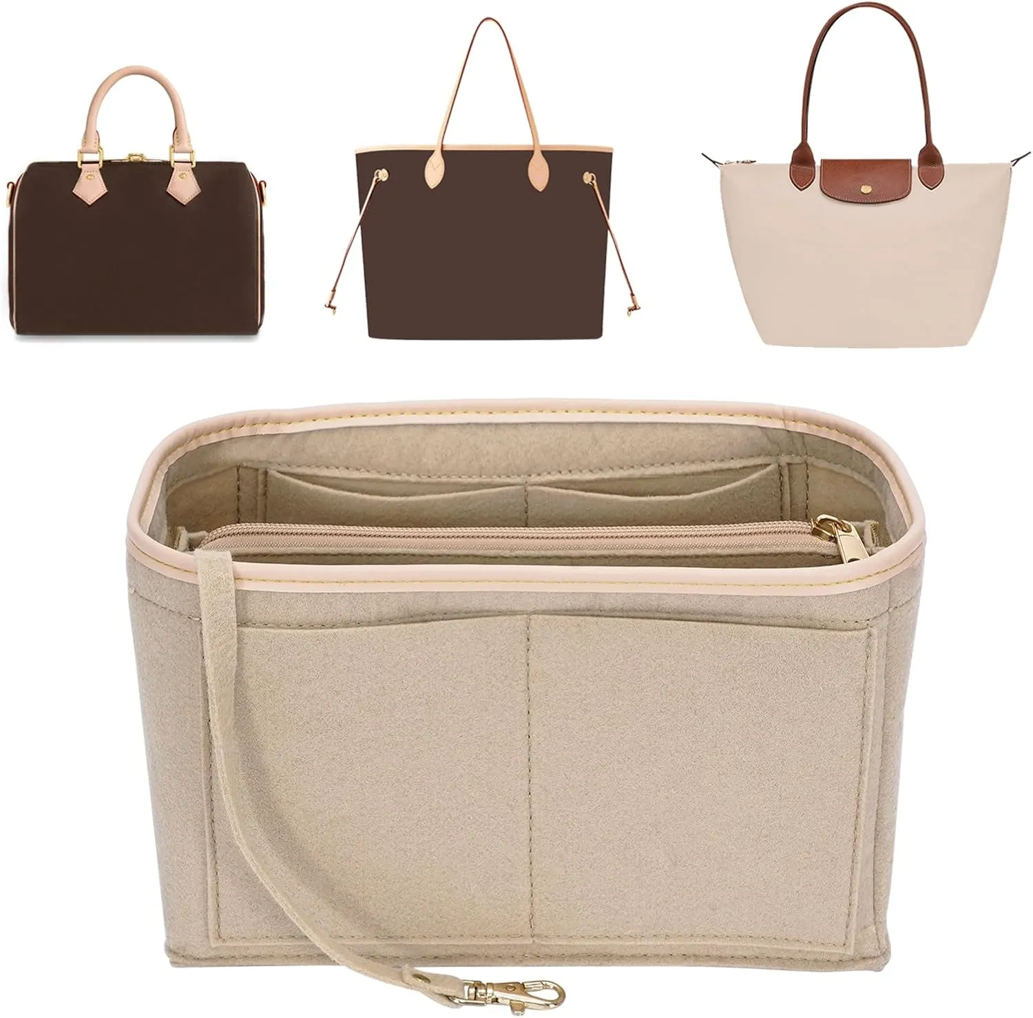 Purse Organizer Insert for Longchamp Le Pliage,City,Nevefull and Speedy Tote Bag and More