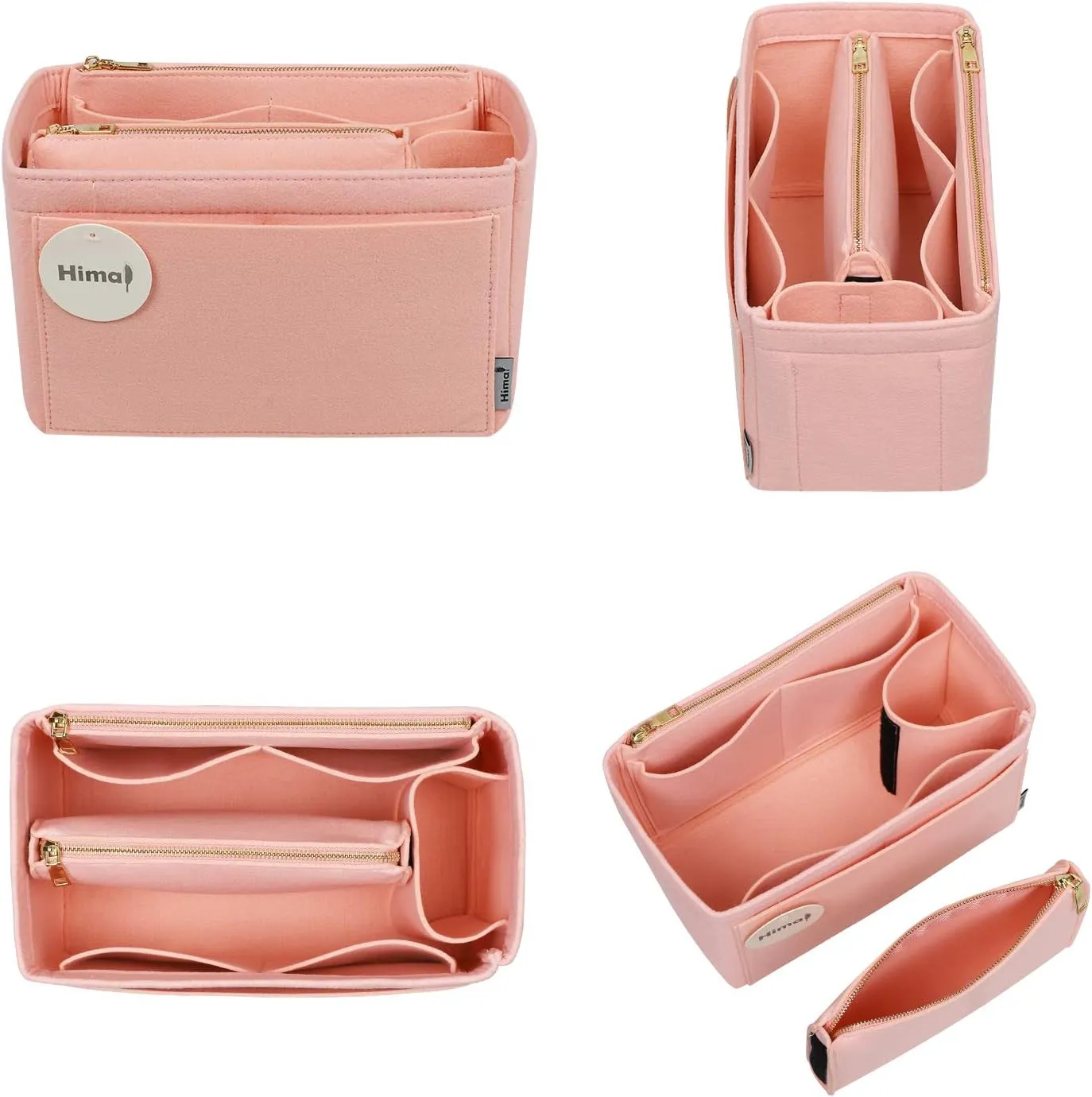Purse Organizer Insert, Handbag Organizer, Bag in Bag Organizer, Perfect for Speedy Neverfull and More, 5 Sizes (Medium, Brush Pink)