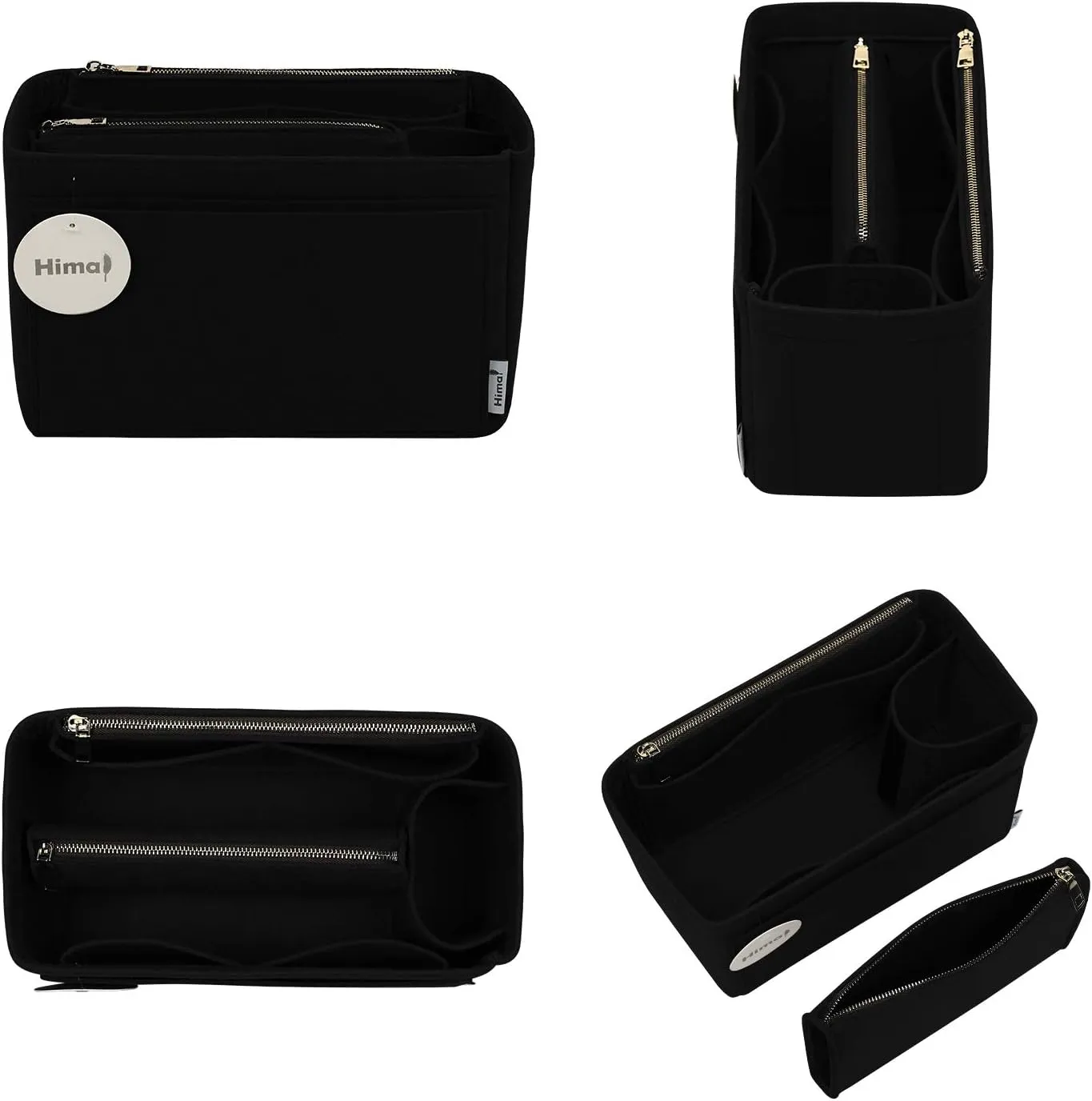 Purse Organizer Insert, Handbag Organizer, Bag in Bag Organizer, Perfect for Speedy Neverfull and More, 5 Sizes (Slender Large, Black)