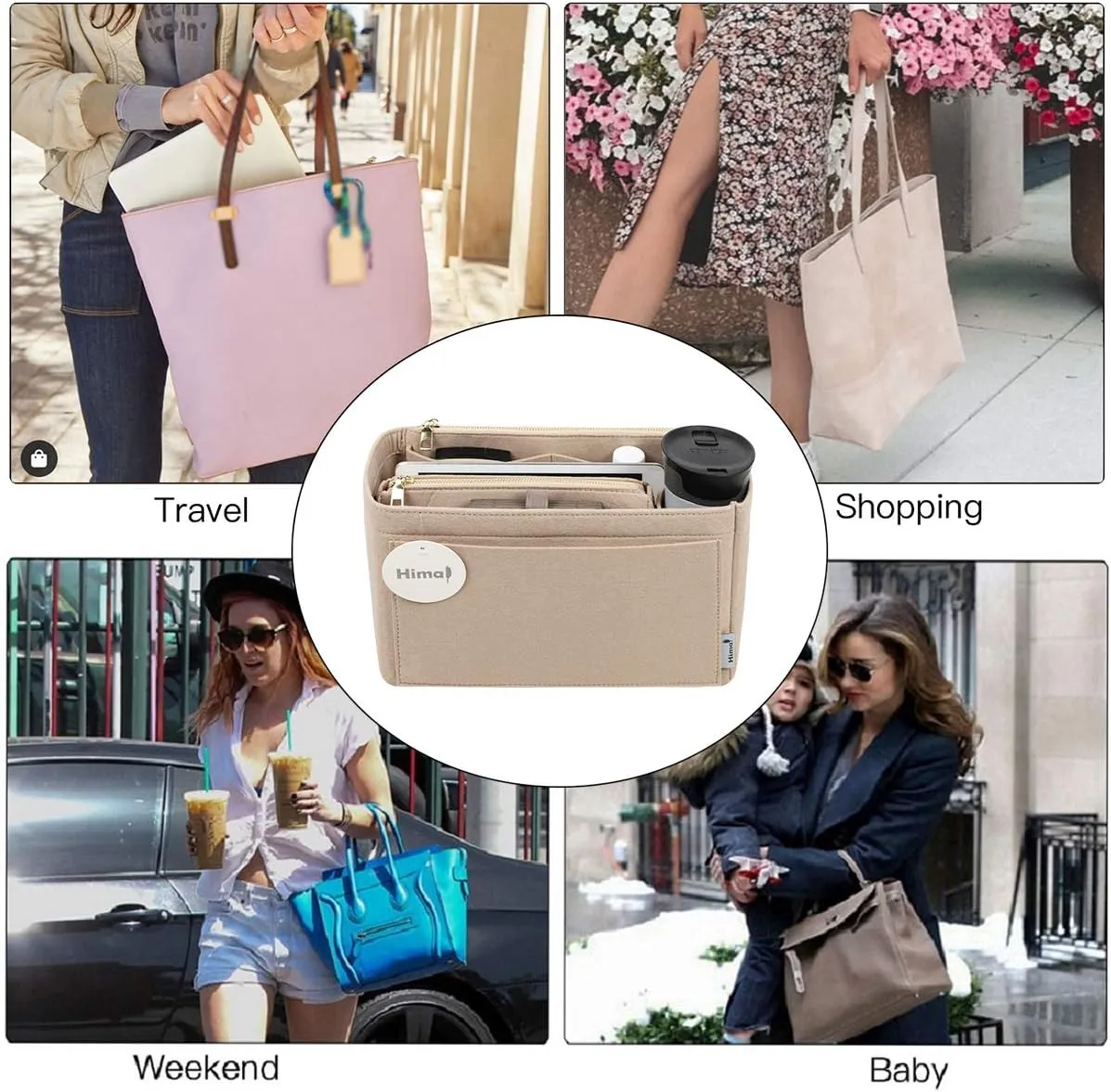 Purse Organizer Insert, Handbag Organizer, Bag in Bag Organizer, Perfect for Speedy Neverfull and More, 5 Sizes (X-Large, Beige)