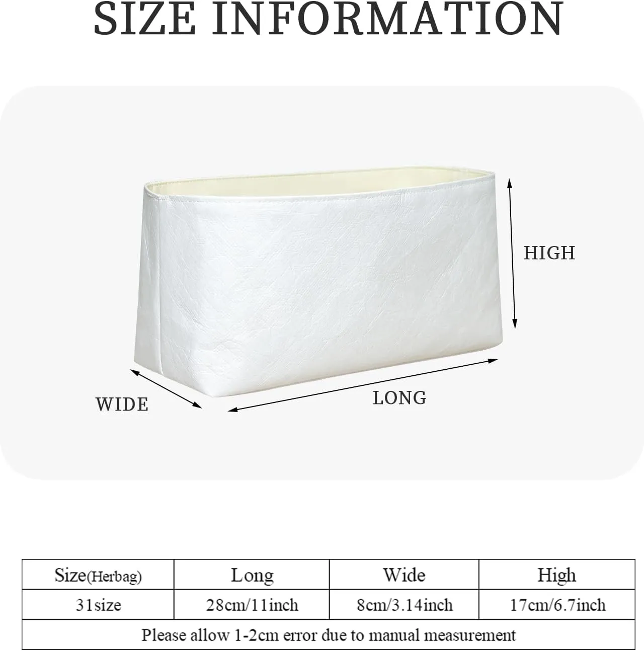 Purse Organizer Insert, Slim Inside Storage Bag Organizer Insert Fit for Hermes Herbag Lightweight Inner Liner Bag In Bag Insert (Style-02, 20size)