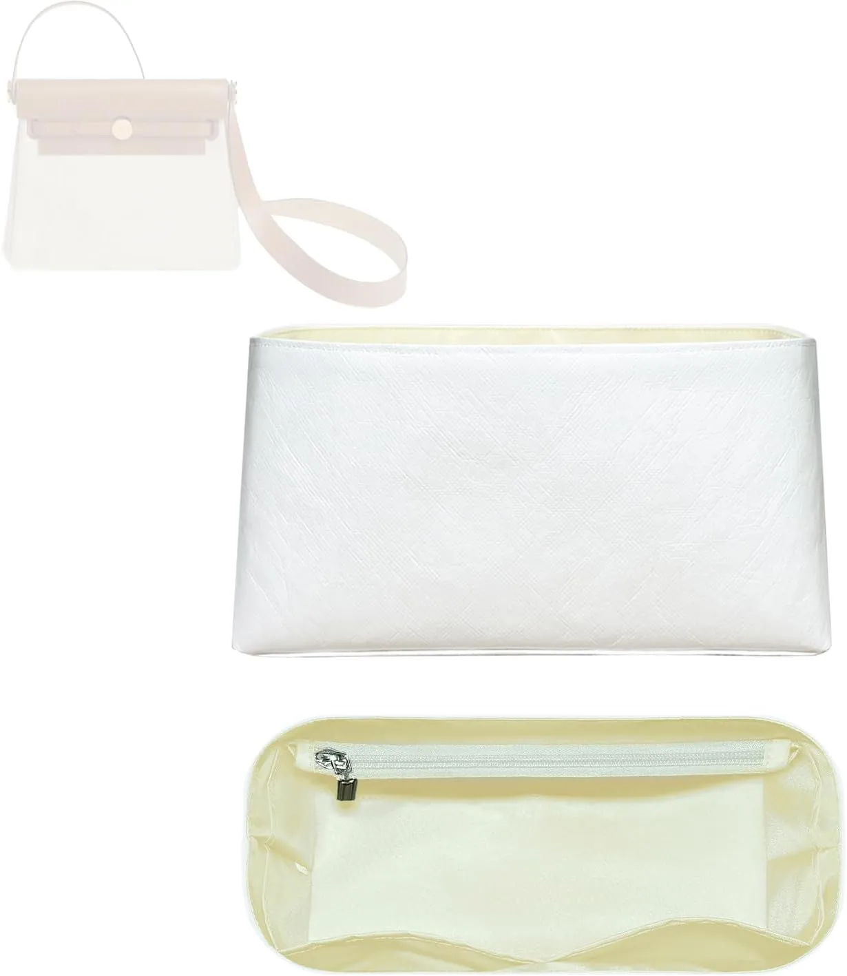 Purse Organizer Insert, Slim Inside Storage Bag Organizer Insert Fit for Hermes Herbag Lightweight Inner Liner Bag In Bag Insert (Style-02, 20size)