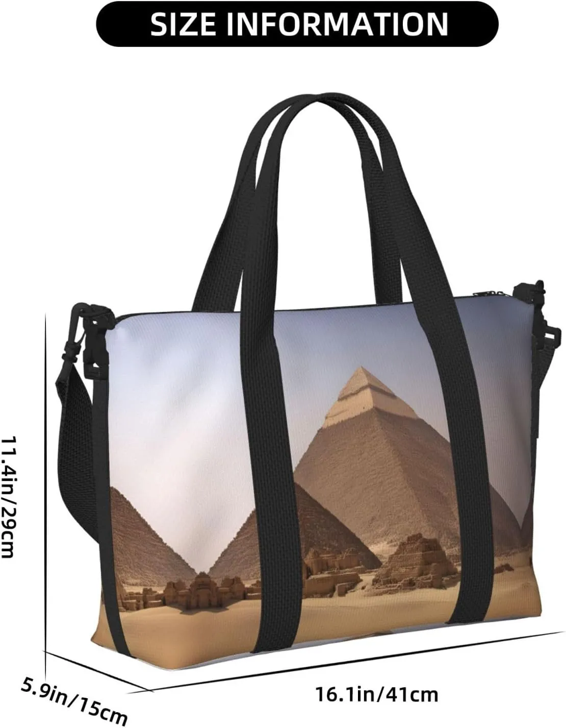 Pyramids Of Egypt Travel Duffel Bag Carry On Tote Bags For Men,Weekender Overnight Bag,Sports Tote Gym Bag