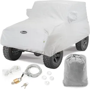 Quadratec Softbond 3-Layer Car Cover - Fits Jeep CJ, Wrangler TJ & YJ 1976-2006 - Jeep Cover 2 Door Jeep Wrangler Cover Jeep TJ Cover Jeep Wrangler Rain Cover - Includes Storage Bag - Quick-Dry Fabric