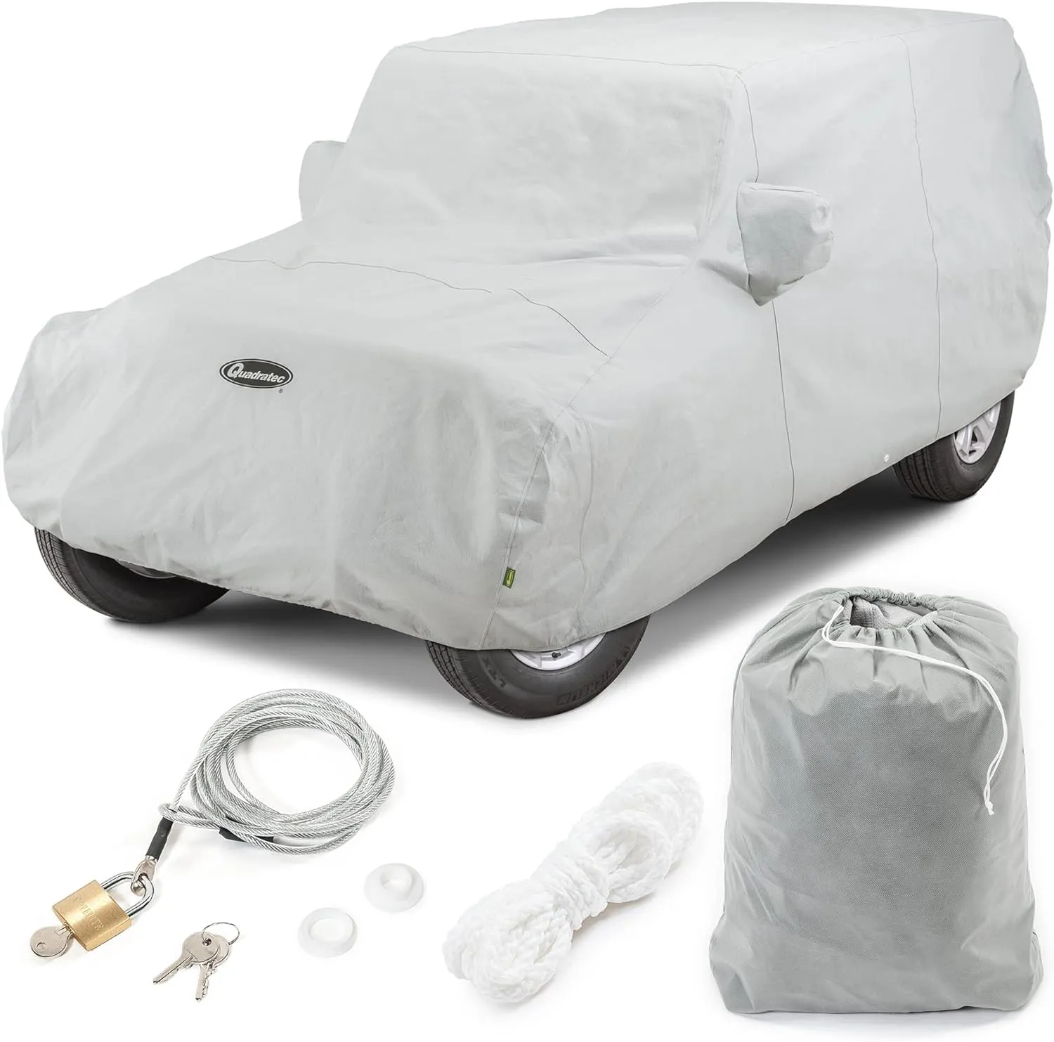 Quadratec Softbond 3-Layer Car Cover - Fits Jeep Wrangler JKU & JLU 2007-2023 - Jeep Cover Jeep Wrangler Cover Jeep Wrangler Rain Cover Jeep Rain Cover 4 Door - Includes Storage Bag - Quick-Dry Fabric