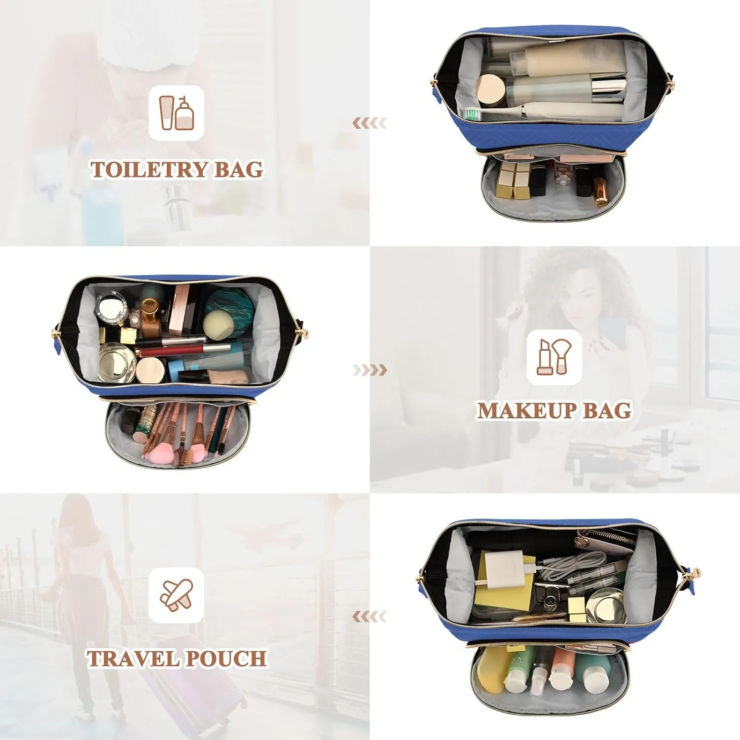 Quilted Cosmetic Bag with 9-Piece Accessory Set, Polyamorous Pride Flag Sexual Identity Travel Cosmetic Organizer Toiletry Bag Travel Cosmetics Bags Women Large Capacity Makeup Organizer