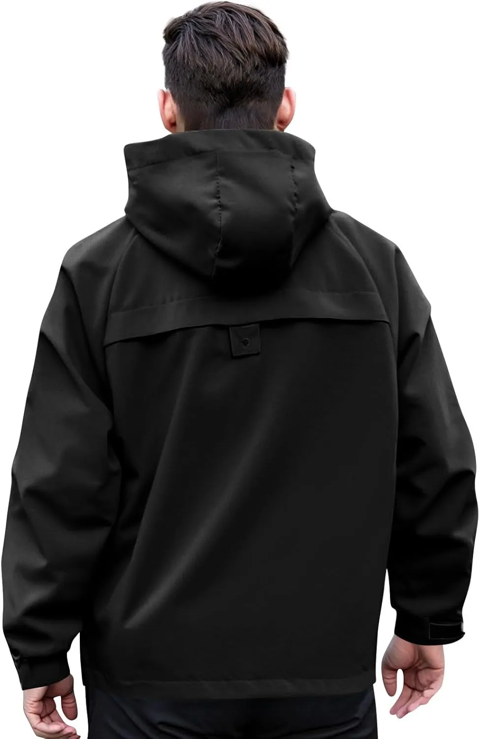 Rain Jacket Men Drawstring Lightweight Waterproof Rain Coats Poncho Sun Protective Outdoor Jacket with Hooded