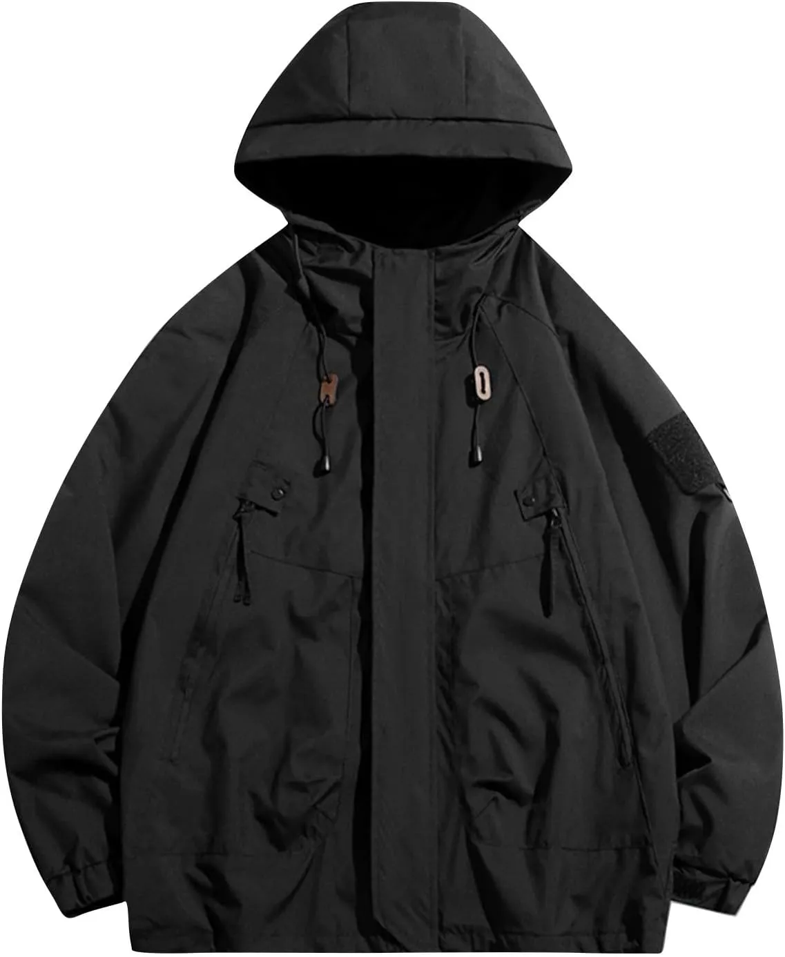 Rain Jacket Men Drawstring Lightweight Waterproof Rain Coats Poncho Sun Protective Outdoor Jacket with Hooded