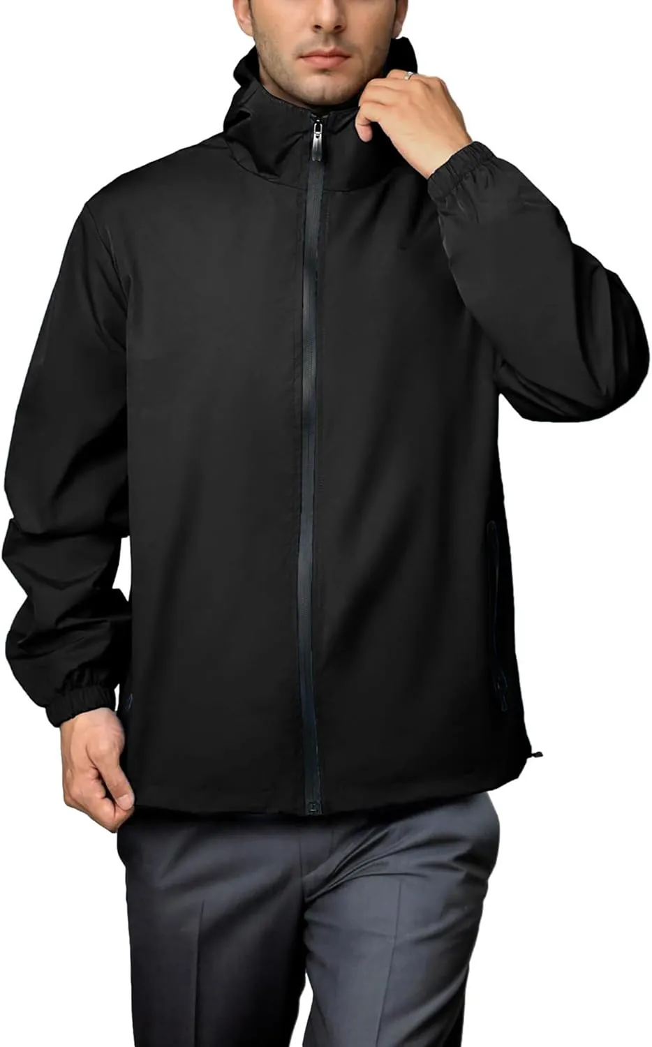 Rain Jacket Men Waterproof Windbreaker Lightweight Hooded Casual Coat for Daily Hiking Cycling Coat