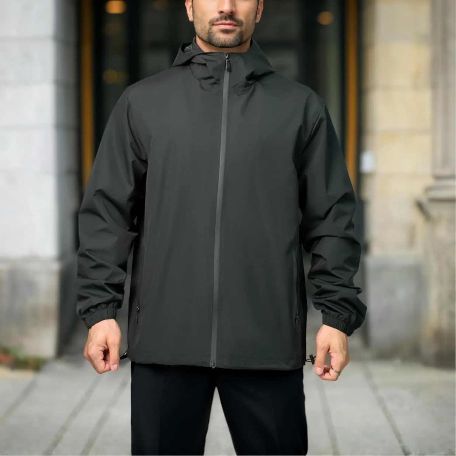 Rain Jacket Men Waterproof Windbreaker Lightweight Hooded Casual Coat for Daily Hiking Cycling Coat