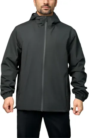 Rain Jacket Men Waterproof Windbreaker Lightweight Hooded Casual Coat for Daily Hiking Cycling Coat
