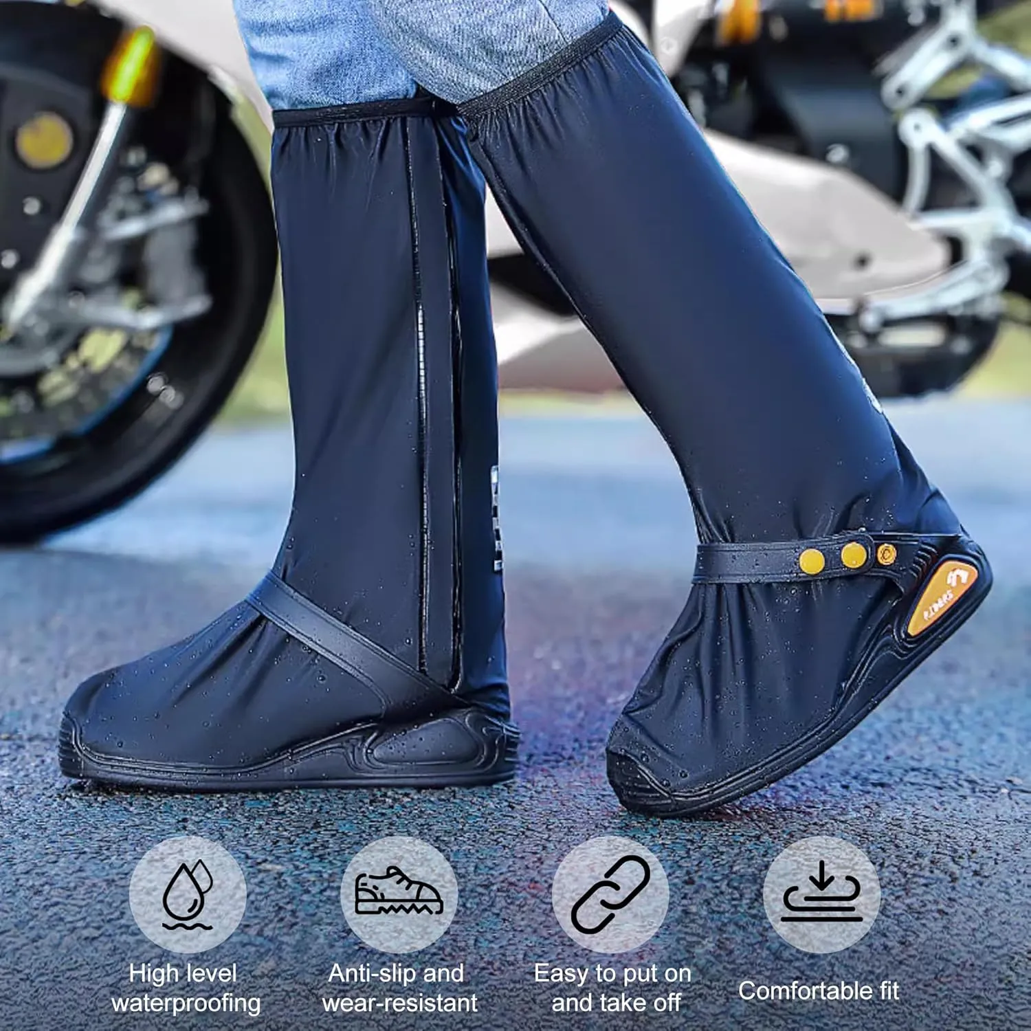Rain Shoe Covers Waterproof Rain Boot Shoe Cover for Men and Women (Black, M)