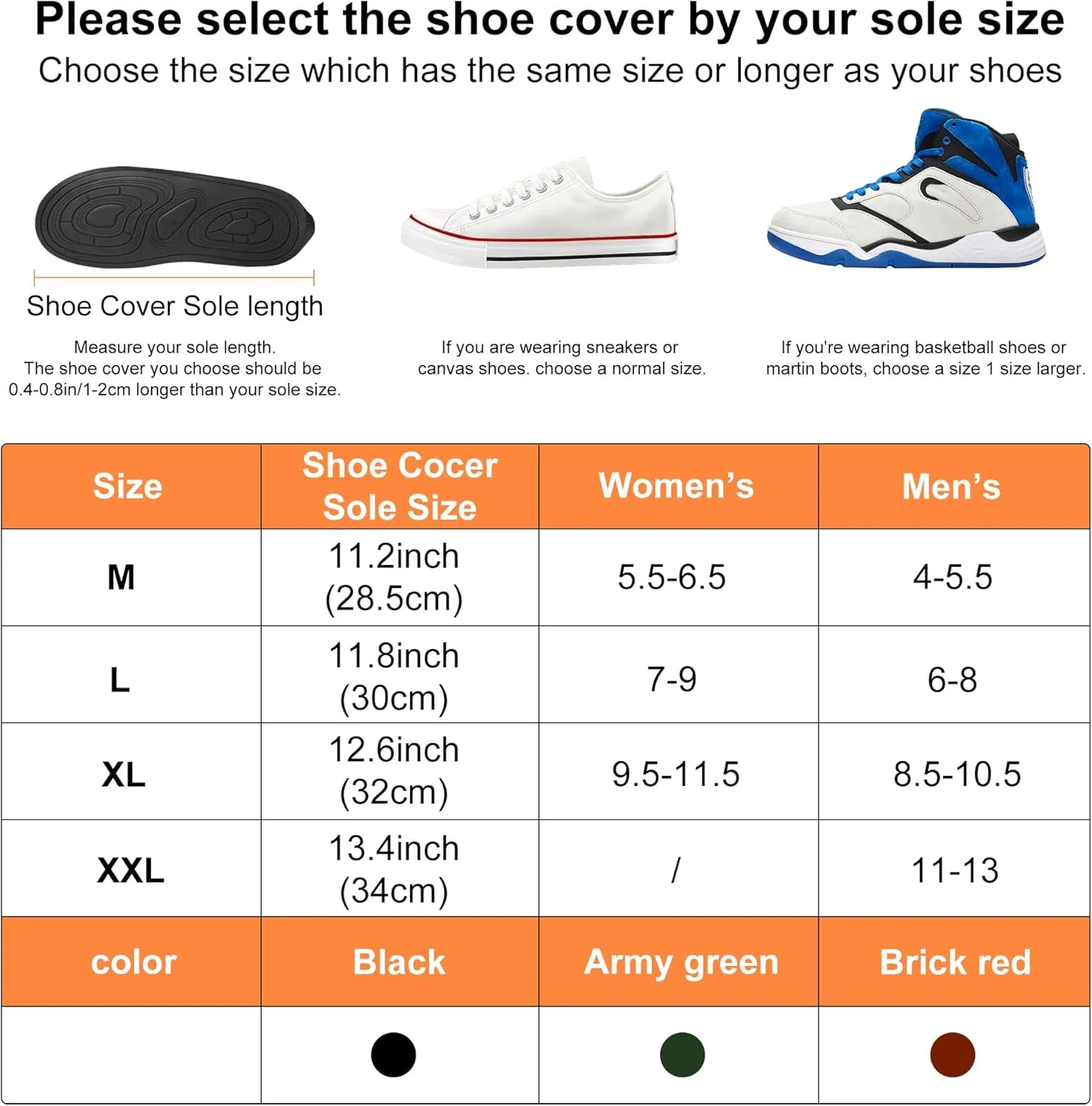 Rain Shoe Covers Waterproof Rain Boot Shoe Cover for Men and Women (Black, M)