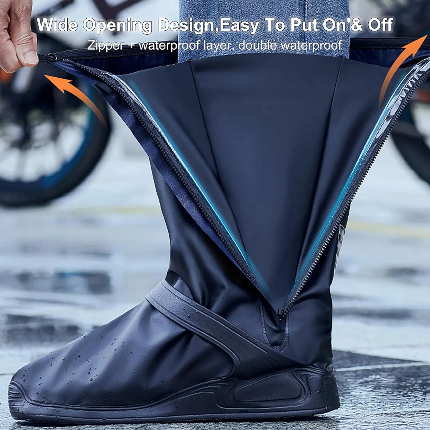 Rain Shoe Covers Waterproof Rain Boot Shoe Cover for Men and Women (Black, M)