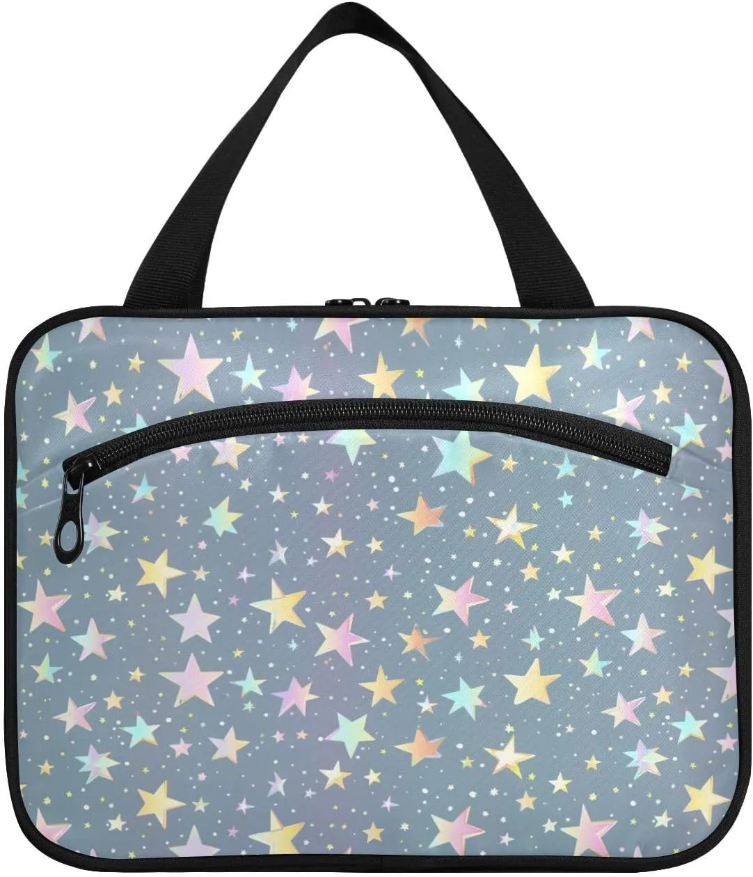 Rainbow Color Star Pattern hanging travel bag with hook, designer collapsible cosmetic bags for travel accessories for women vacation bolsas de maquillaje para mujer