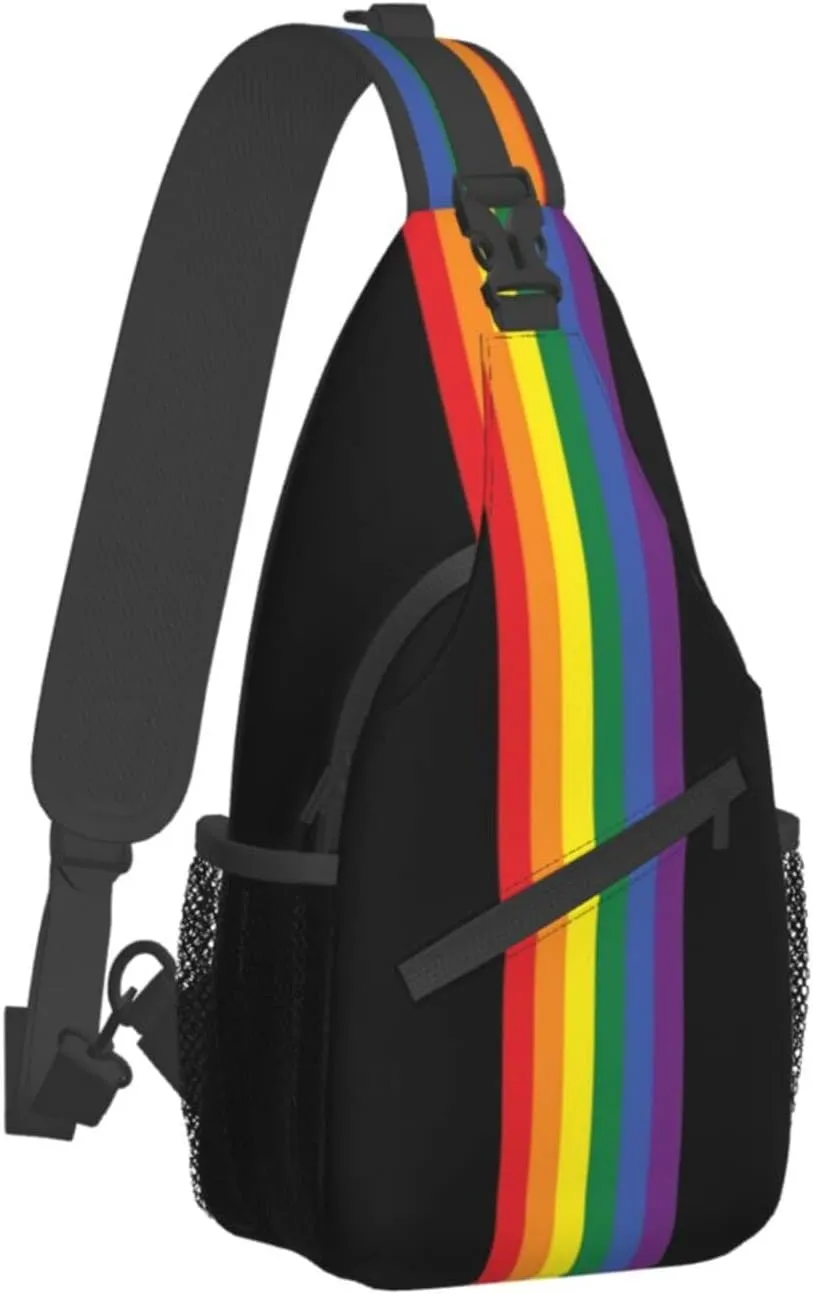 Rainbow LGBT Pride Sling Backpack, Multipurpose Lgbt Crossbody Shoulder Bag Travel Hiking Daypack for Men Women