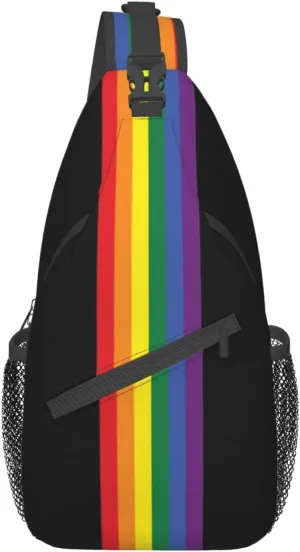 Rainbow LGBT Pride Sling Backpack, Multipurpose Lgbt Crossbody Shoulder Bag Travel Hiking Daypack for Men Women