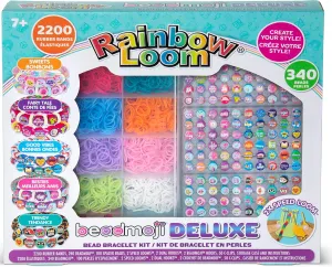Rainbow Loom: Beadmoji Deluxe - DIY Rubber Band & Bead Bracelet Kit - Includes 2200 Bands & 340 Beads, Design & Create, Ages 7 