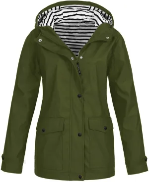 Raincoat for Women Hooded Raincoat Windproof Waterproof Active Outdoor Rain lightweight Jacket