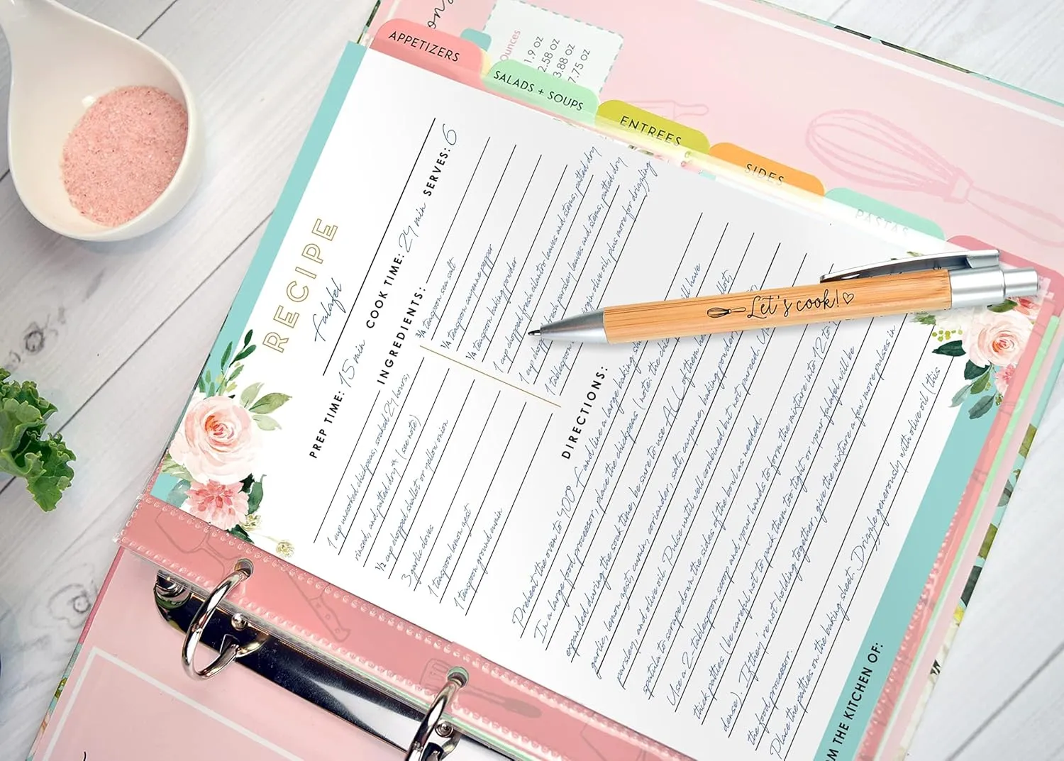 Recipe Binder 3 Ring Organizer Blank Recipe Book 8.5x11 Full-Page with Clear Protective Sleeves, Dividers, Plastic Page Protectors Recipe Book to Write in Your own Recipes