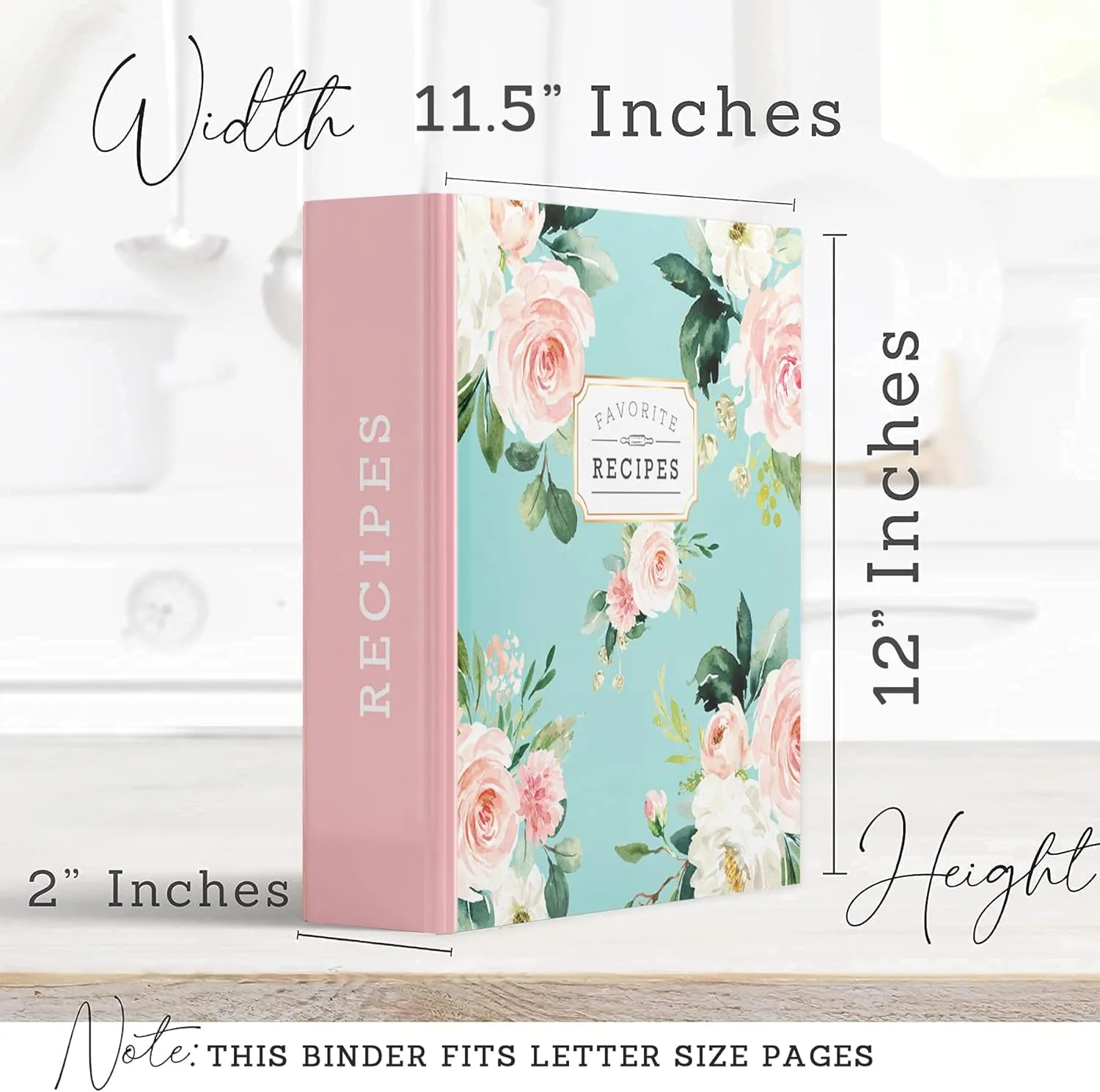 Recipe Binder 3 Ring Organizer Blank Recipe Book 8.5x11 Full-Page with Clear Protective Sleeves, Dividers, Plastic Page Protectors Recipe Book to Write in Your own Recipes